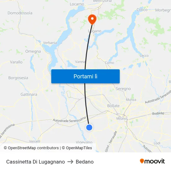 Cassinetta Di Lugagnano to Bedano map