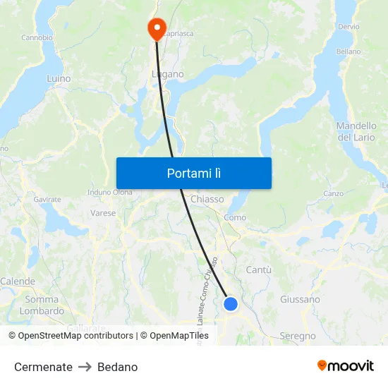 Cermenate to Bedano map