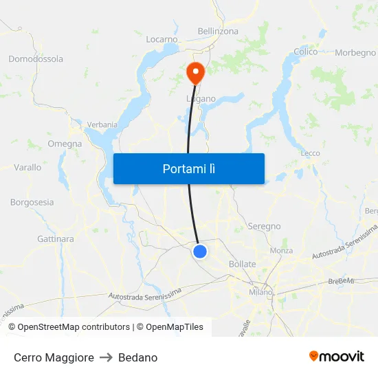 Cerro Maggiore to Bedano map