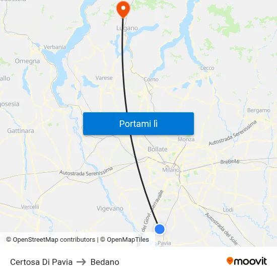 Certosa Di Pavia to Bedano map