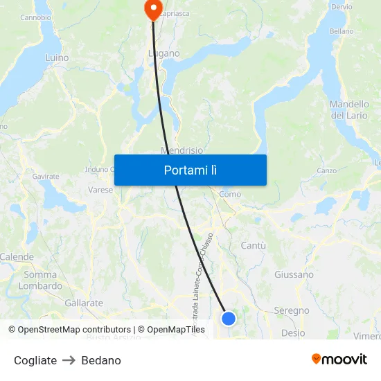 Cogliate to Bedano map