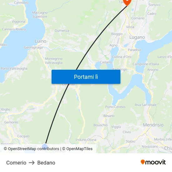 Comerio to Bedano map