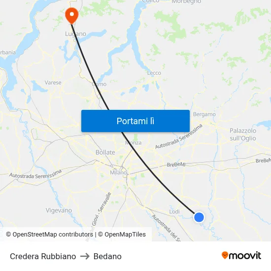 Credera Rubbiano to Bedano map