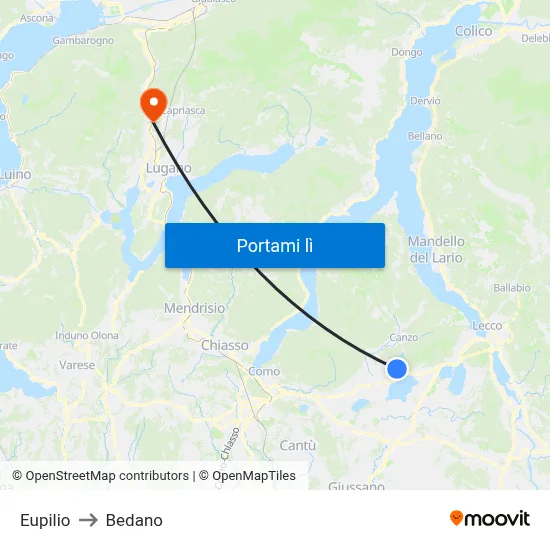 Eupilio to Bedano map