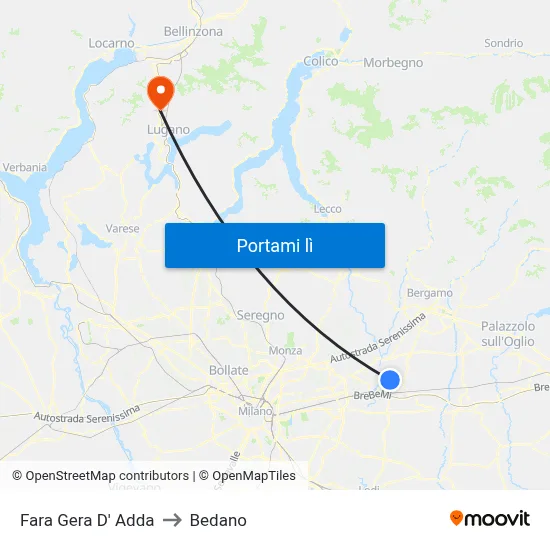 Fara Gera D' Adda to Bedano map
