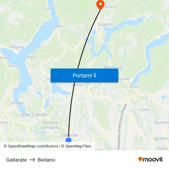 Gallarate to Bedano map