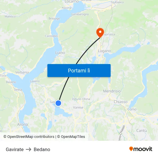 Gavirate to Bedano map