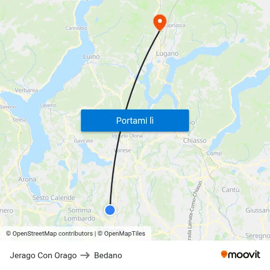Jerago Con Orago to Bedano map