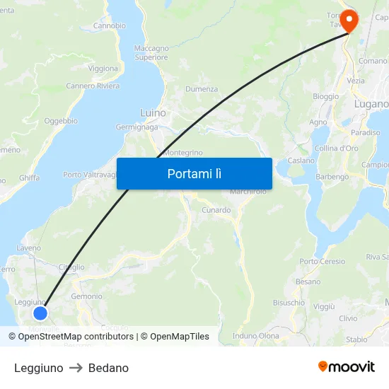 Leggiuno to Bedano map