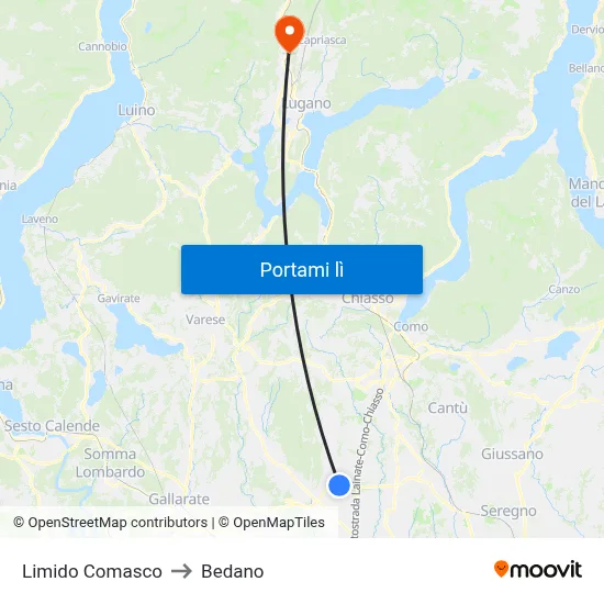 Limido Comasco to Bedano map