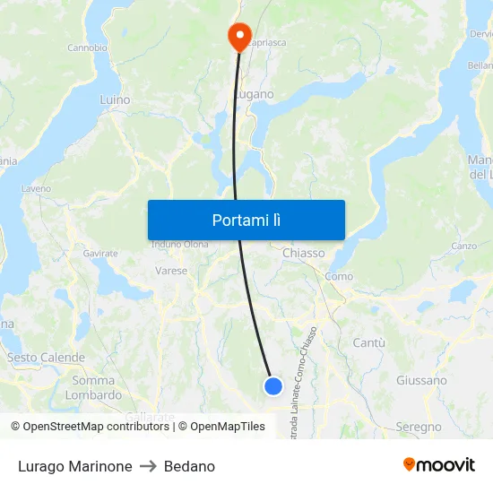 Lurago Marinone to Bedano map