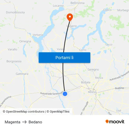 Magenta to Bedano map