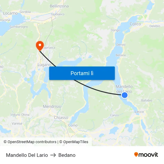 Mandello Del Lario to Bedano map