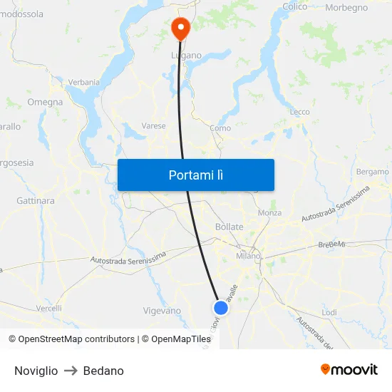 Noviglio to Bedano map