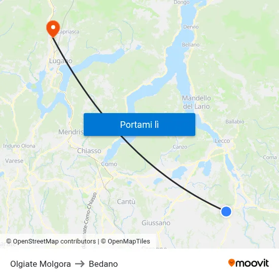 Olgiate Molgora to Bedano map