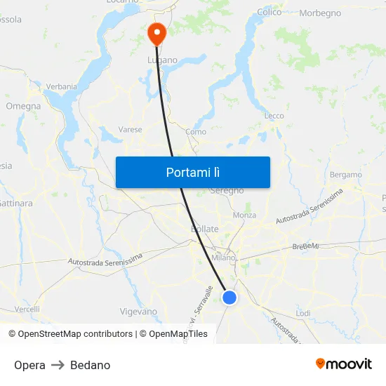 Opera to Bedano map