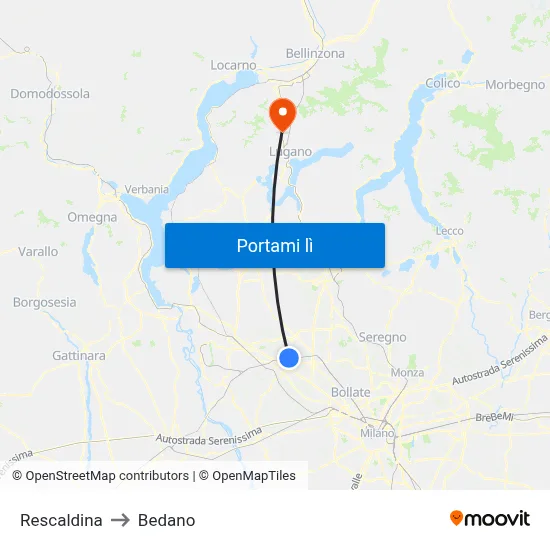 Rescaldina to Bedano map