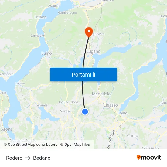 Rodero to Bedano map