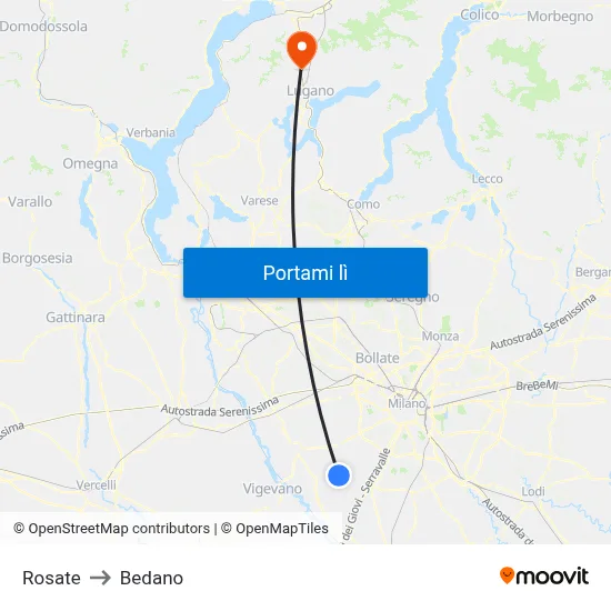 Rosate to Bedano map