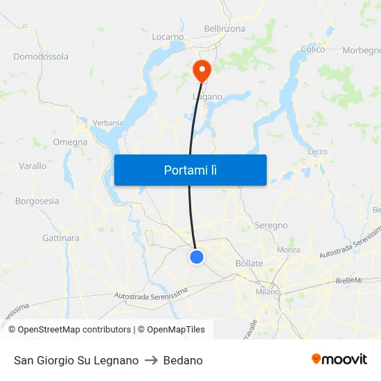 San Giorgio Su Legnano to Bedano map