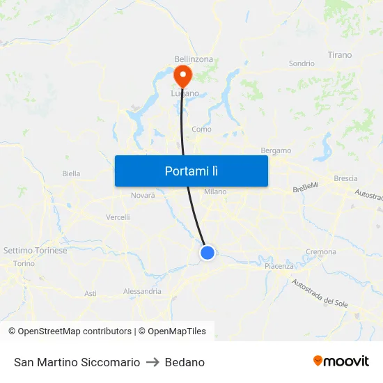San Martino Siccomario to Bedano map