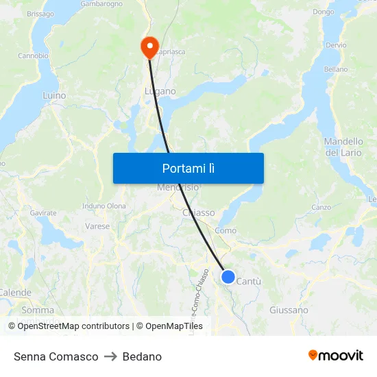 Senna Comasco to Bedano map