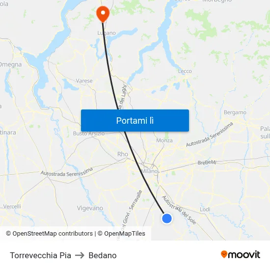 Torrevecchia Pia to Bedano map