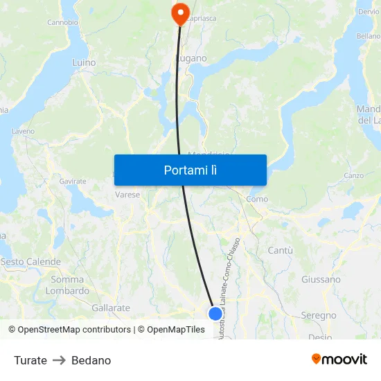 Turate to Bedano map
