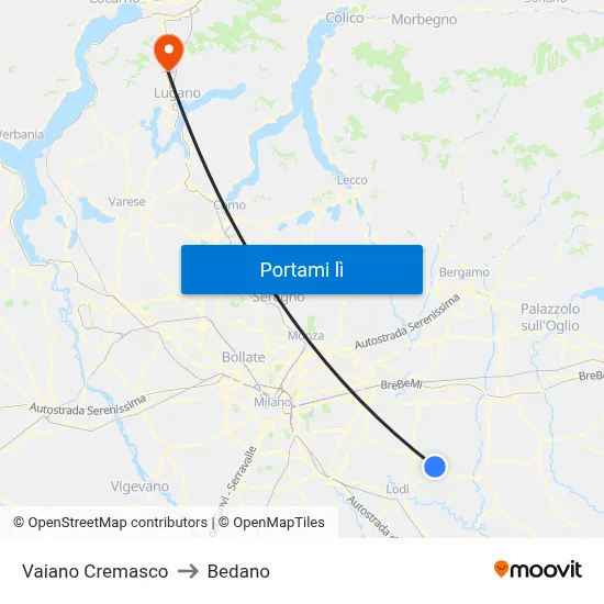 Vaiano Cremasco to Bedano map