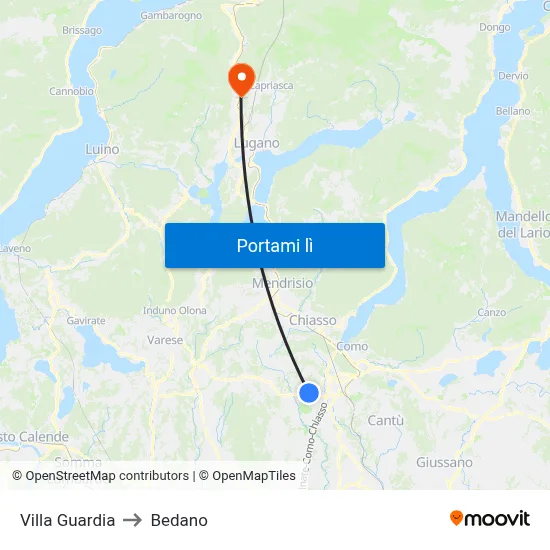 Villa Guardia to Bedano map