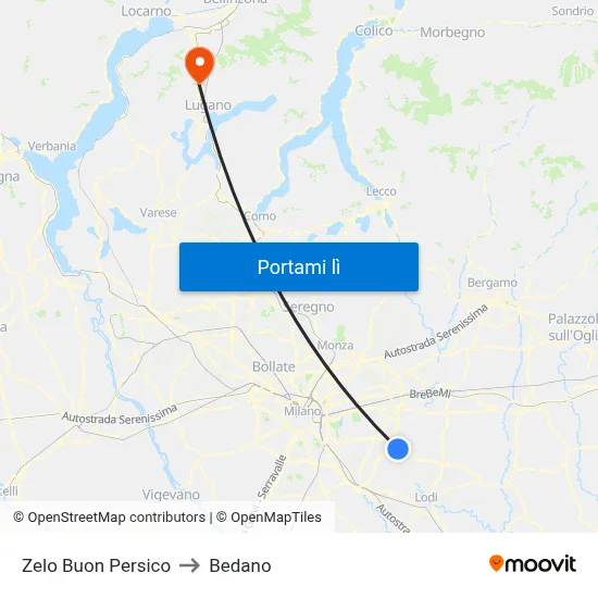 Zelo Buon Persico to Bedano map