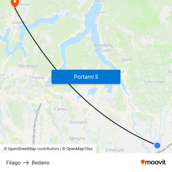 Filago to Bedano map