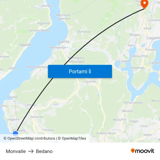 Monvalle to Bedano map