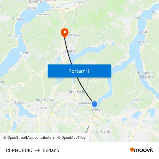 CERNOBBIO to Bedano map