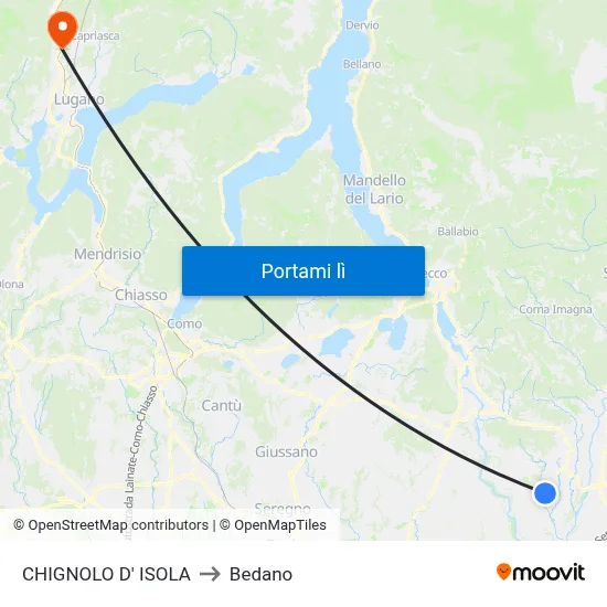 CHIGNOLO D' ISOLA to Bedano map