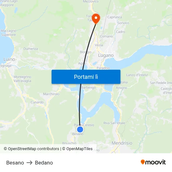 Besano to Bedano map