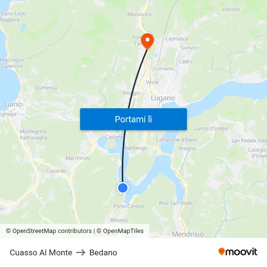 Cuasso Al Monte to Bedano map
