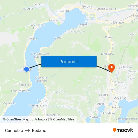 Cannobio to Bedano map