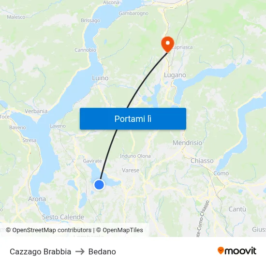 Cazzago Brabbia to Bedano map