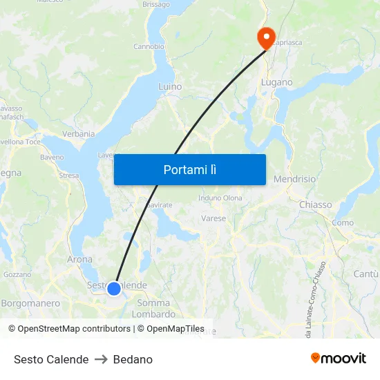 Sesto Calende to Bedano map