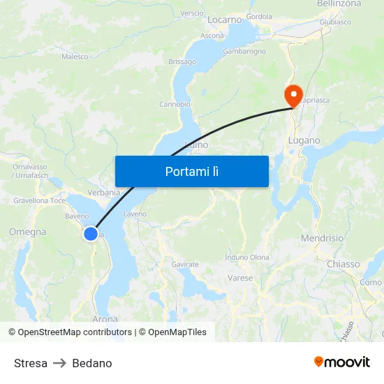 Stresa to Bedano map