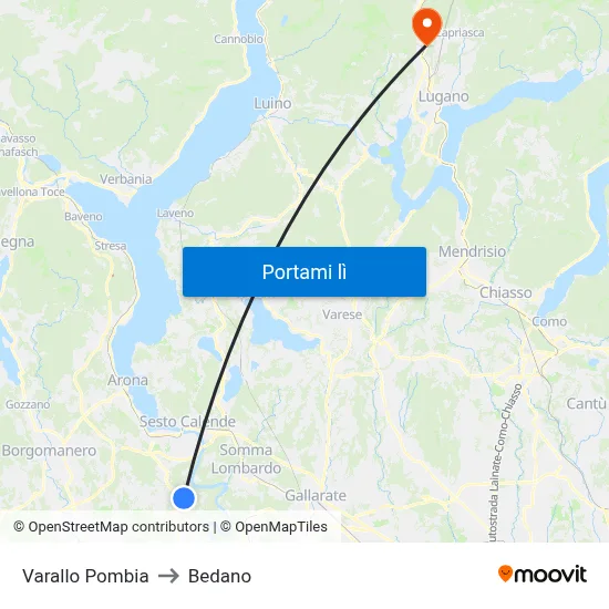 Varallo Pombia to Bedano map