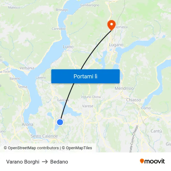Varano Borghi to Bedano map