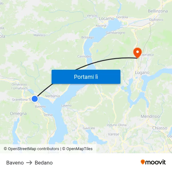 Baveno to Bedano map