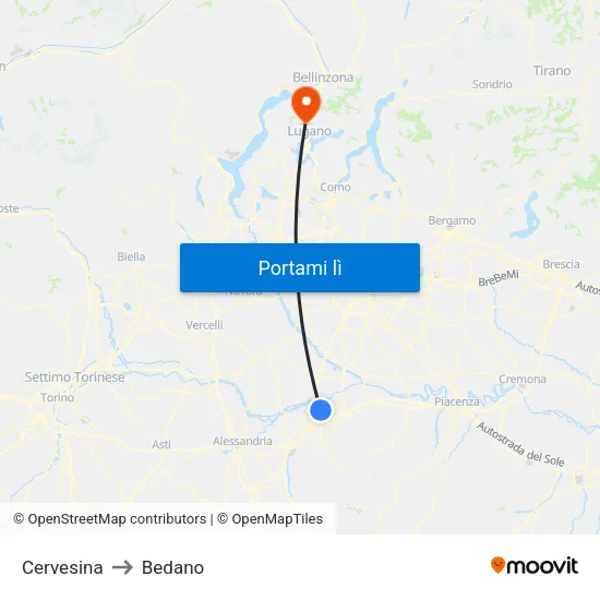 Cervesina to Bedano map