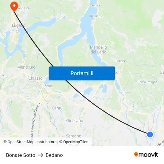 Bonate Sotto to Bedano map