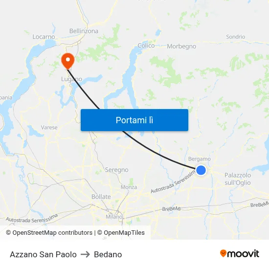 Azzano San Paolo to Bedano map