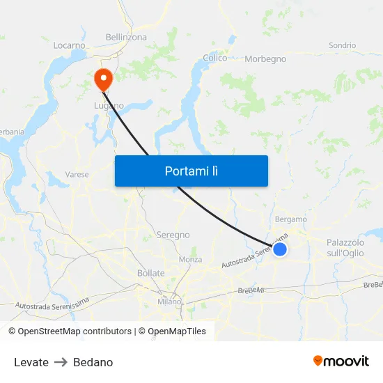 Levate to Bedano map
