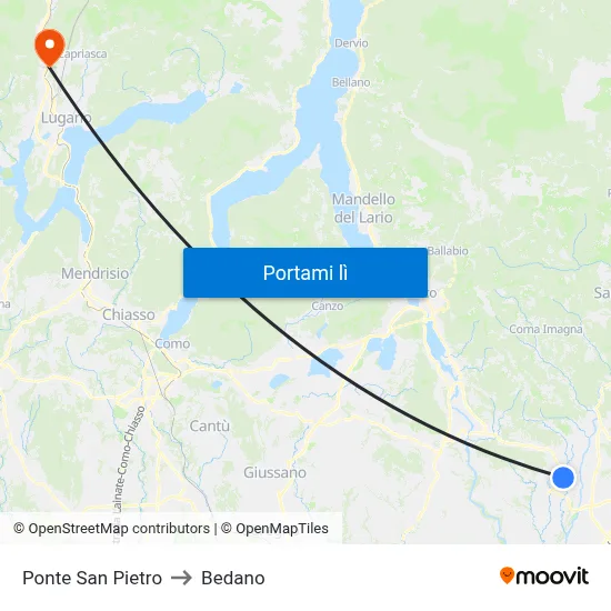 Ponte San Pietro to Bedano map
