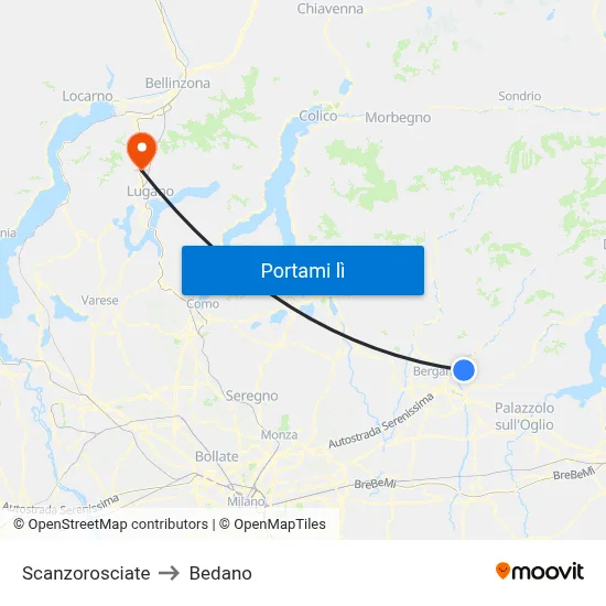 Scanzorosciate to Bedano map